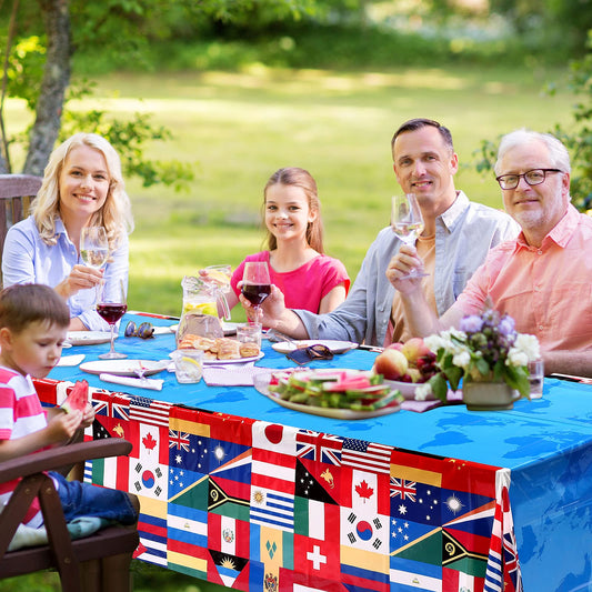 🌍 2026 World Cup International Flags Tablecloth | Gameday Party Table Cover ⚽