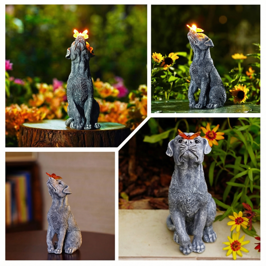 The Enchanted “Solar Pup & Butterfly” Garden Sculpture🐶
